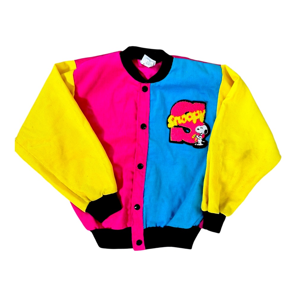 RARE Vintage Snoopy Buster Brown Varsity Jacket 6x Color Block Corduroy USA 80's